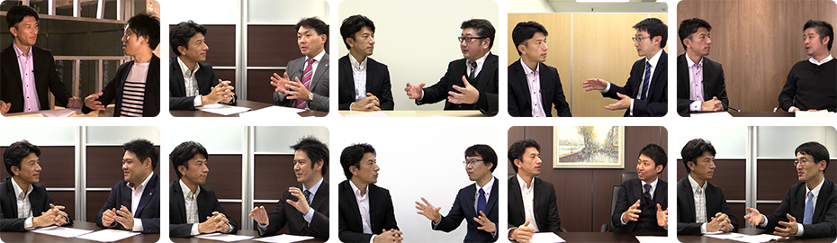税理士コンシェルジュの担当者が、厳選紹介のために実際の税理士10名と直接対面・オンラインで面談を行っている実際の審査・打ち合わせ風景のコラージュ画像